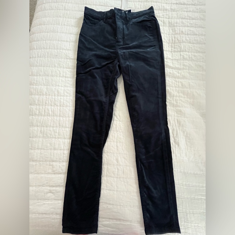 LOFT navy velvet skinny pants